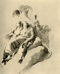 Zwei junge Frauen und ein Soldat, Mitte 18. Jahrhundert, 1928