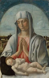 Madonna, die das schlafende Kind anbetet, ca. 1460