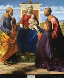 Madonna mit Kind auf dem Thron mit Heiligen und Stifter