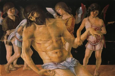 Pietà oder Toter Christus von Engeln unterstützt, ca. 1474