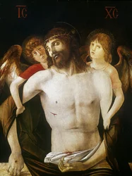 Der tote Christus von Engeln gestützt, 1465-1470