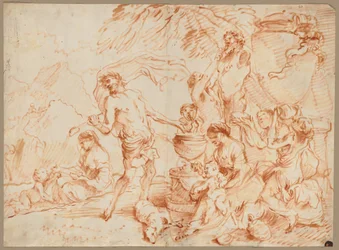 Bacchanal vor einem Herm