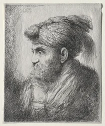 Kopf eines Mannes im orientalischen Turban
