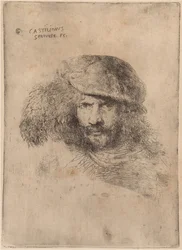 Selbstporträt(?), mit Federhut ["Porträt von Bernini"]