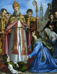 Der heilige Zenobius erweckt einen toten Jungen, wahrscheinlich um 1610-20