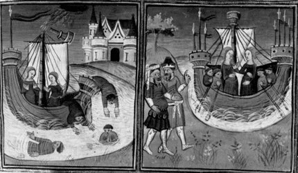 Dekameron, Schiffbruch des Schiffes von Alatiel; das Mädchen kehrt nach Hause zurück. Zweiter Tag, Novelle 7.