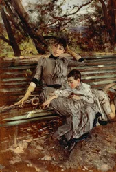 Im Garten oder Alaide und Ottavio Banti, circa 1884, von Giovanni Boldini (1842-1931)
