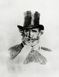Porträt von Giuseppe Verdi (1813-1901), italienischer Komponist, Zeichnung von Giovanni Boldini (1842-1931)