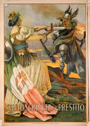 Erster Weltkrieg, Sottoscrivete al prestito (Zeichnen Sie das Darlehen), Illustration von Giovanni Capranesi