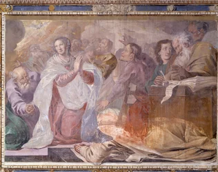 Italien, Lombardei, Pavia, Kartause von Pavia (Certosa), Geschichten von Jesus und Maria, Freskodetail