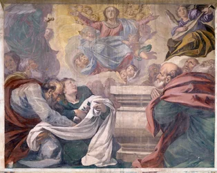 Italien, Lombardei, Pavia, Kartause von Pavia (Certosa), Geschichten von Jesus und Maria, Fresko-Detail