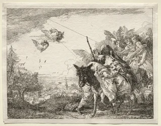 Flucht nach Ägypten: Joseph hält inne, um das Christkind zu betrachten