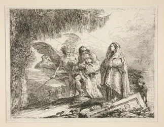 Joseph trägt Jesus in seinen Armen, aus der Serie Idee pittoresche sopra la fuga in Egitto (Flucht nach Ägypten)