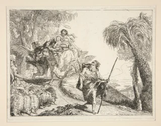 Joseph mit der Jungfrau und dem Kind, aus der Serie Idee pittoresche sopra la fuga in Egitto (Flucht nach Ägypten)