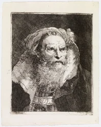 Alter Mann mit Turban, nach rechts gewandt