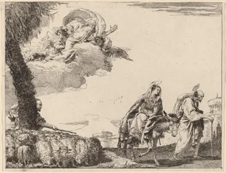 Die Flucht mit der Heiligen Familie rechts