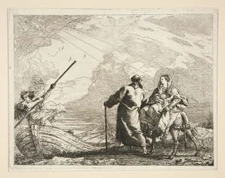 Die Heilige Familie erreicht das Ufer eines Flusses, aus der Serie Idee pittoresche sopra la fuga in Egitto