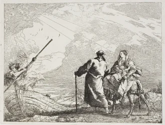 Die Heilige Familie am Ufer eines Flusses, Platte vierzehn aus Die Flucht nach Ägypten