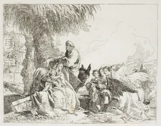 Die Rast auf der Flucht, Platte dreizehn aus Die Flucht nach Ägypten