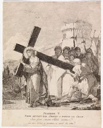 Via Crucis - Station V. Simon von Kyrene hilft Jesus, das Kreuz zu tragen