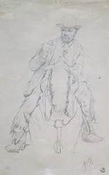 Buttero zu Pferd (toskanischer Cowboy)