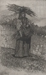Bäuerin sammelt Holz, 1884-1908