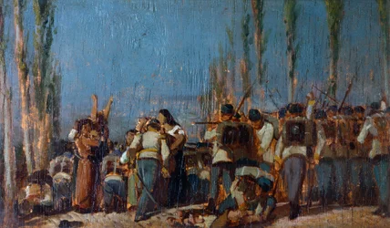 Die Mantua-Massaker, von Giovanni Fattori (1825-1908)