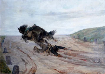 Der Fuß im Steigbügel (Lo staffato). Gemälde von Giovanni Fattori (1878-1879) Florenz, Galleria d