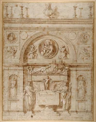 Entwurf für ein Wandgrab im etruskischen Stil