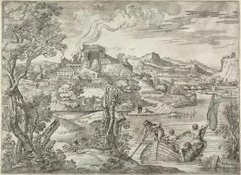 Landschaft mit Lautenspieler