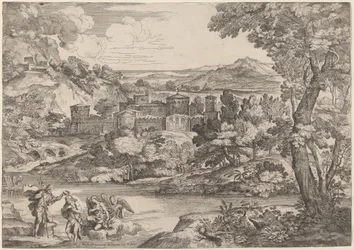 Die Taufe Christi in einer bergigen Landschaft
