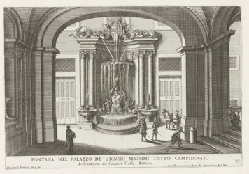 Brunnen im Innenhof des Palazzo Massimo di Rignano in Rom