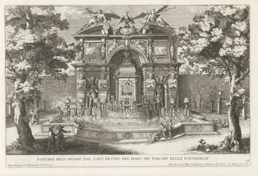 Brunnen mit hydraulischer Orgel in den Gärten der Villa d