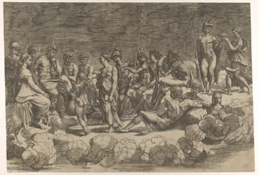 Versammlung der Götter nach der Deckenkomposition in der Loggia di Psiche, Villa Farnesina