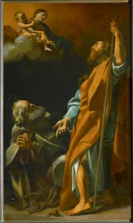 Die Heilige Maria erscheint den Einsiedlern Paul und Antonius
