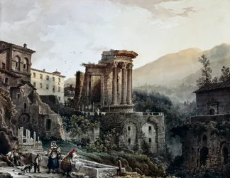 Der Tempel der Vesta in Tivoli, von Giovanni Migliara (1785-1837), Italien