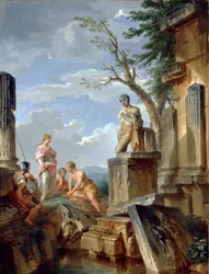 Ruinen mit einer Sibylle und anderen Figuren