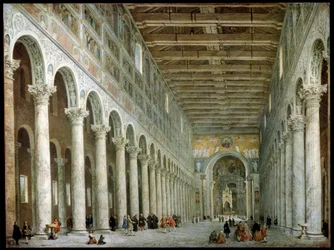 Innenraum der Basilika St. Paul vor den Mauern in Rom, um 1750