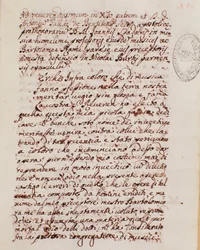 Handgeschriebene Seite eines Musikvertrags von Giovanni Spataro