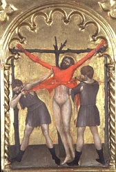 Christus am Kreuz, Detail vom Polyptychon des Spedale della Misericordia (1353-63)