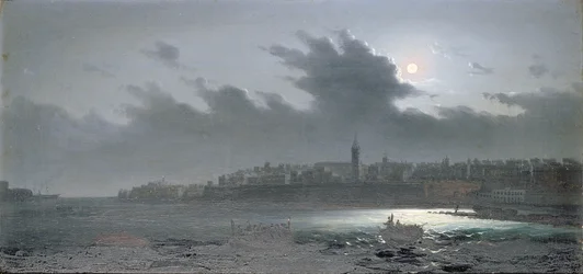 Ansicht von Malta vom Hafen bei Nacht, 1876