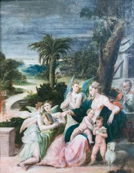 Heilige Familie mit dem Täufer und Engeln