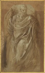 Ein stehender Mann in klassischer Drapierung