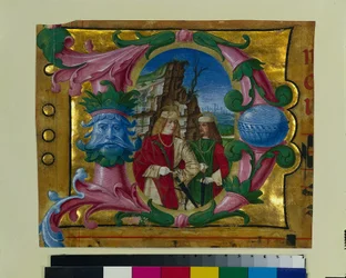 Historisierte Initiale (D) aus einem Chorbuch: Zwei Märtyrerheilige