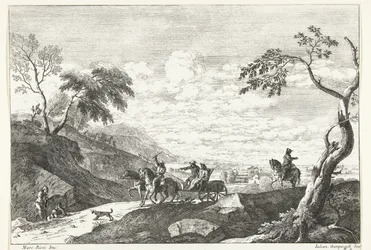 Hügellandschaft mit zwei Männern in einer Kutsche (Italienische Landschaften)