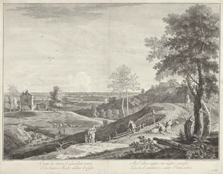 Landschaft mit Hirten und Pilgern