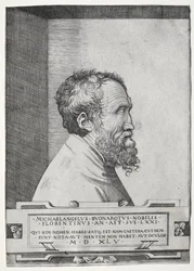 Porträt von Michelangelo im Profil nach rechts