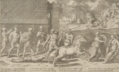 Der Kampf von Hector und Achilles, und Achilles, der den Körper von Hector umherzieht, 1531-76
