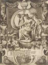 Der Triumph der Juno, die in einem Wagen sitzt, in einem aufwendigen Rahmen, 1531-76
