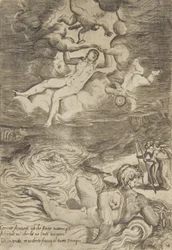 Venus stürzt mit Putti in den Wolken, aus 